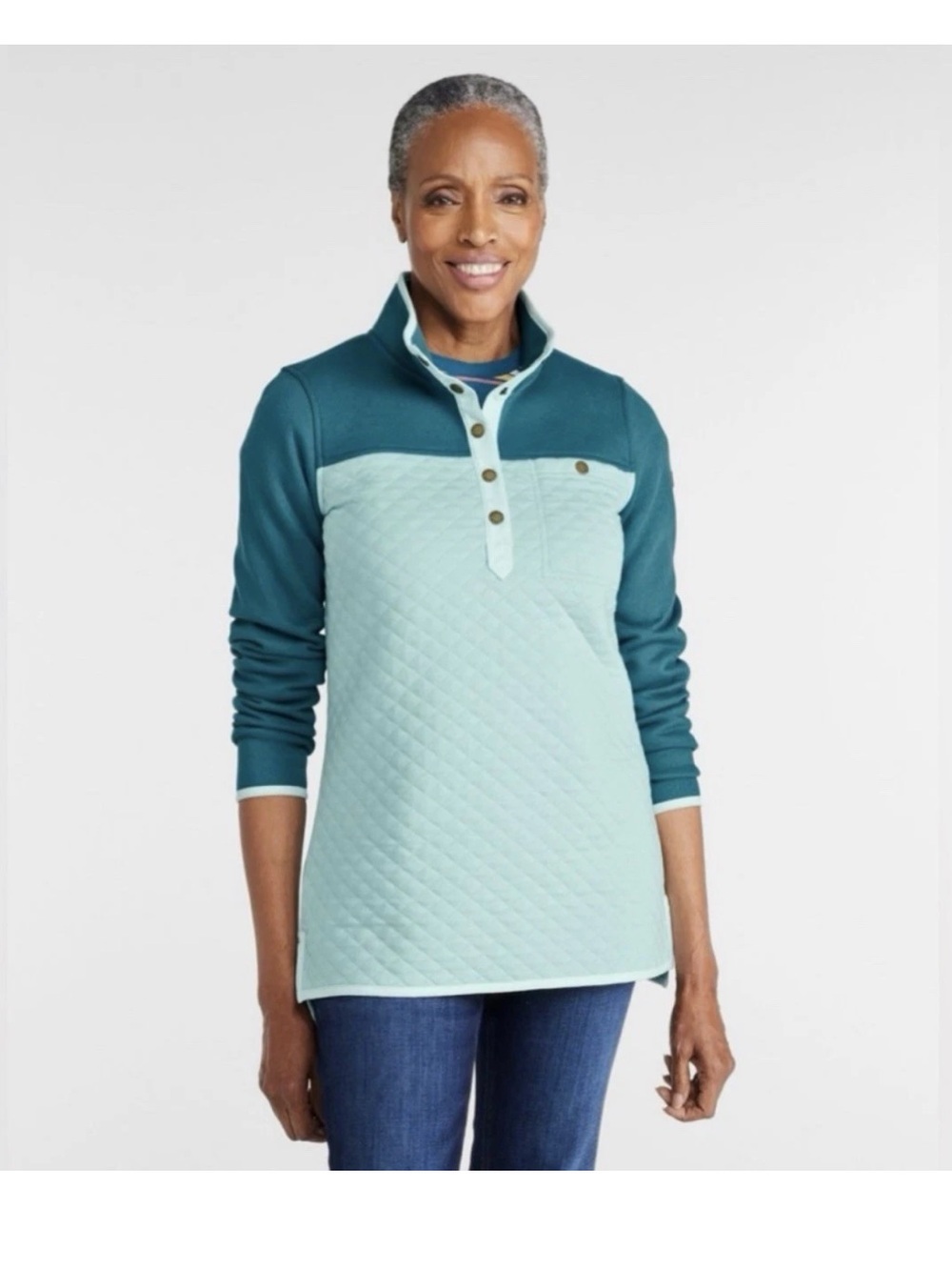 L. L. Bean Women’s Quilted Quarter Snap Pullover Large